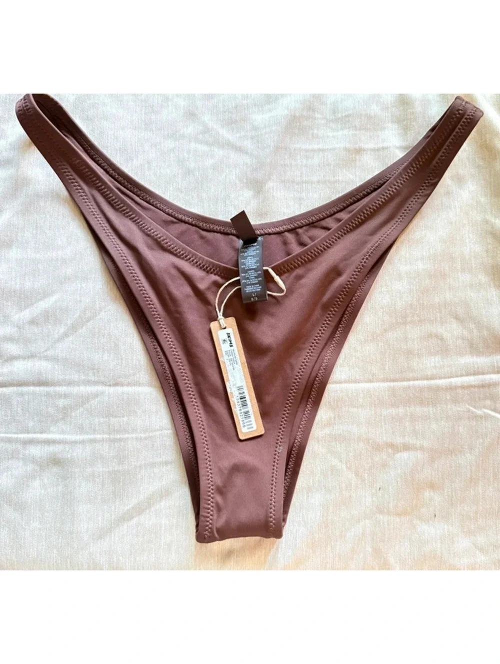 Skims Swim NWT Cheeky Tanga Bikini Bottom Cocoa Size L